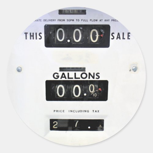 Vintage Gas Pump Face Classic Round Sticker