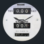 Vintage Gas Pump Face Large Clock<br><div class="desc">This clock featuring face from a vintage gas pump is perfect for anyone seeking an item that is retro,  vintage,  & one of a kind & looks not good only in any room,  but also is ideal for that special garage.</div>