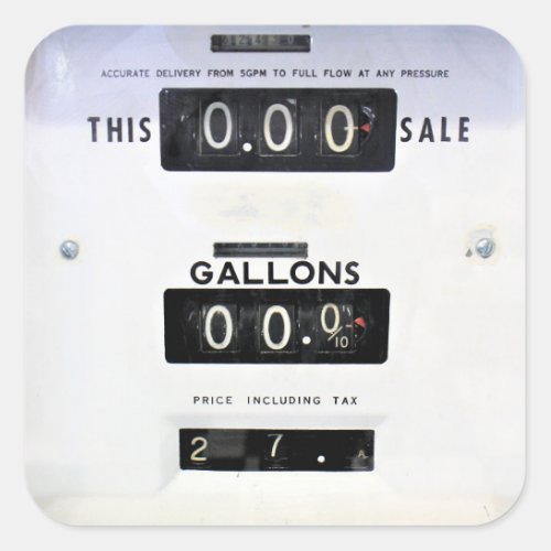 Vintage Gas Pump Face Square Sticker