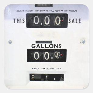 Vintage Gas Pump Face Square Sticker