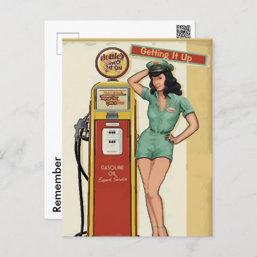 Vintage Gas Station edit text Postcard