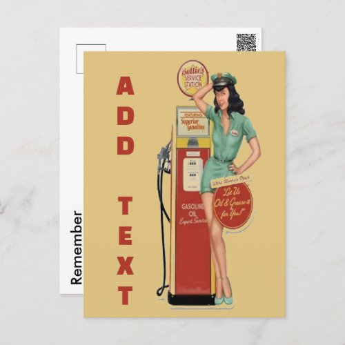 Vintage Gas Station edit text Postcard