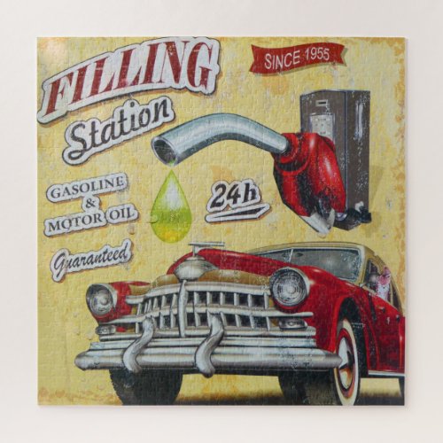 Vintage Gas Station sign Jigsaw Puzzle