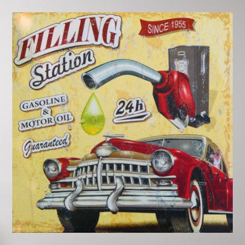 Vintage Gas Station sign Poster