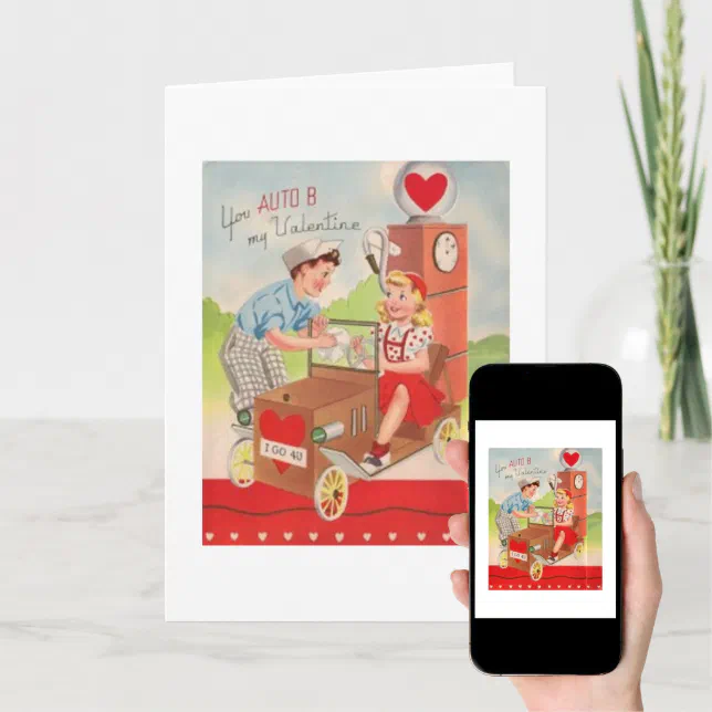 Vintage Gas Station Valentine's Day Card Zazzle