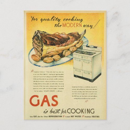 Vintage Gas Stove Cooking Advertisement Postcard