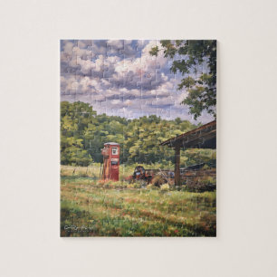 Vintage Gasoline Pump on a Rural Country Farm Jigsaw Puzzle