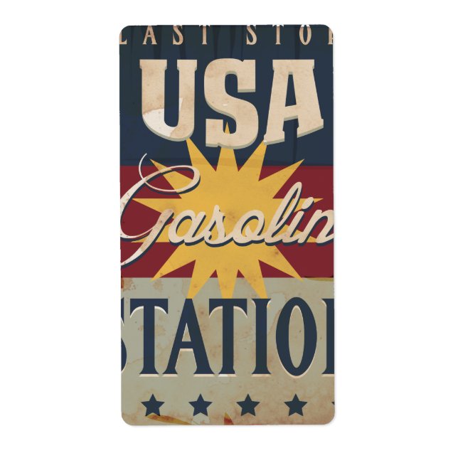 Vintage Gasoline Sign Label (Front)