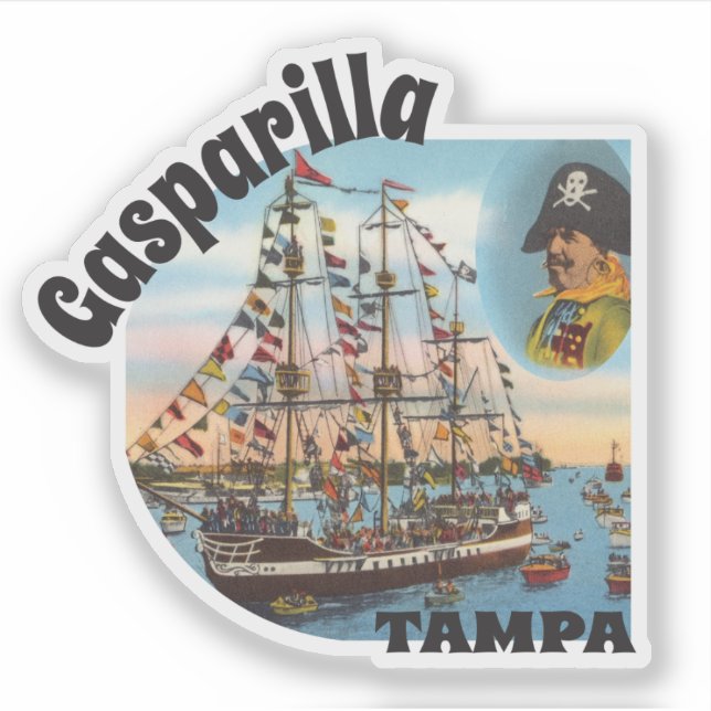 Vintage Gasparilla pirate ship Sticker (Front)