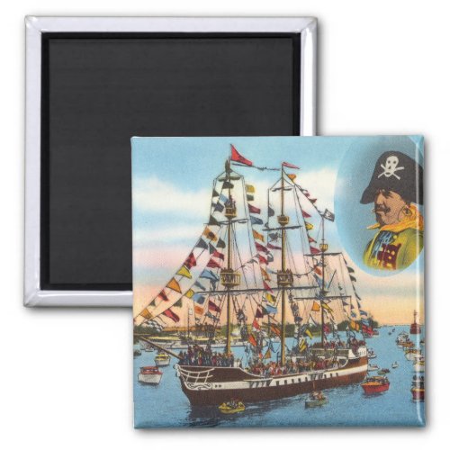 Vintage Gasparilla Pirate Ship Tampa Magnet