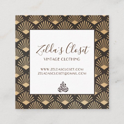 Vintage Gatsby Art Deco Fan Pattern Square Business Card