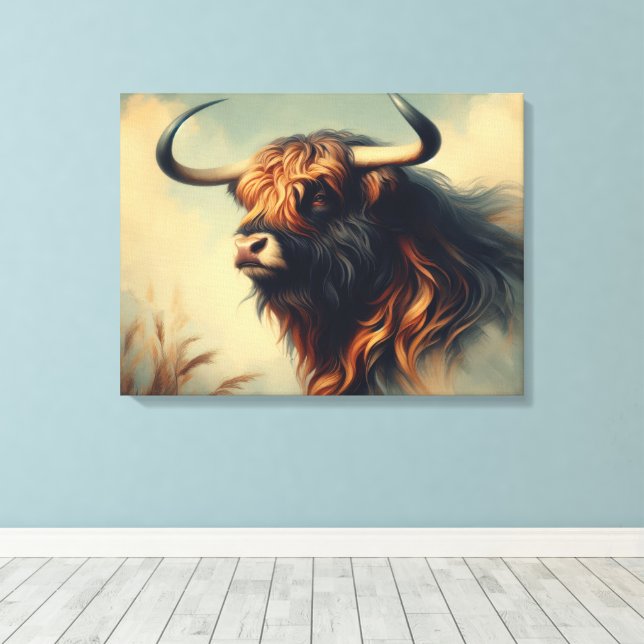 Vintage Gaur Frame Canvas Print (Insitu(Wood Floor))