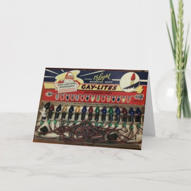 Vintage Gay Christmas Lights Holiday Card (Front)
