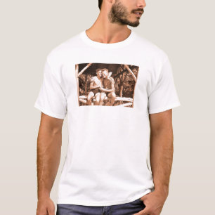 Vintage Gay Couple Hugging Summer Camp Buddies T-Shirt