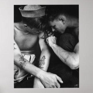 Vintage gay interest hunk sailors with tattoos poster