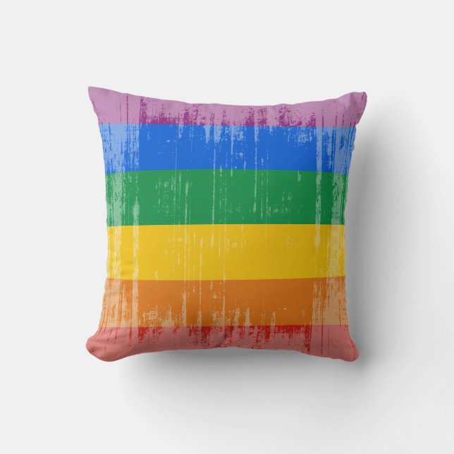 Vintage Gay Pride Flag Throw Pillow (Front)