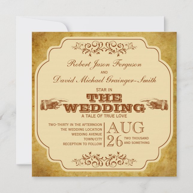 Vintage Gay Wedding Theatre Production Invitation (Front)