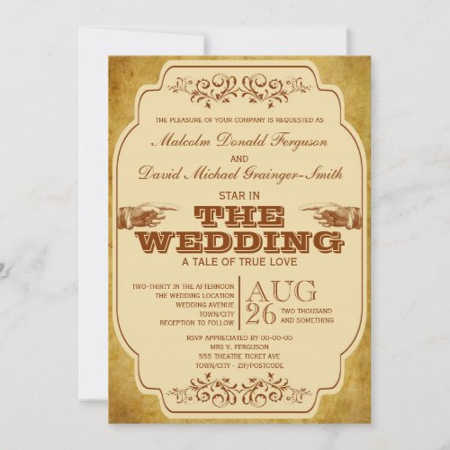 Vintage Gay Wedding Theatre Production Invitations