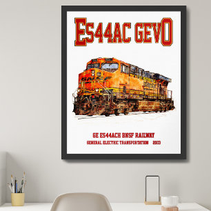 Vintage GE ES44AC GEVO Diesel Locomotive Poster
