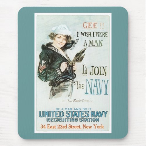 Vintage Gee I wish I were a man Poster Mouse Pad