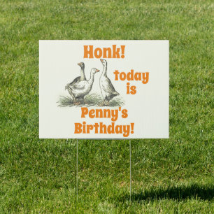Vintage Geese Honk for Your Birthday Name Sign