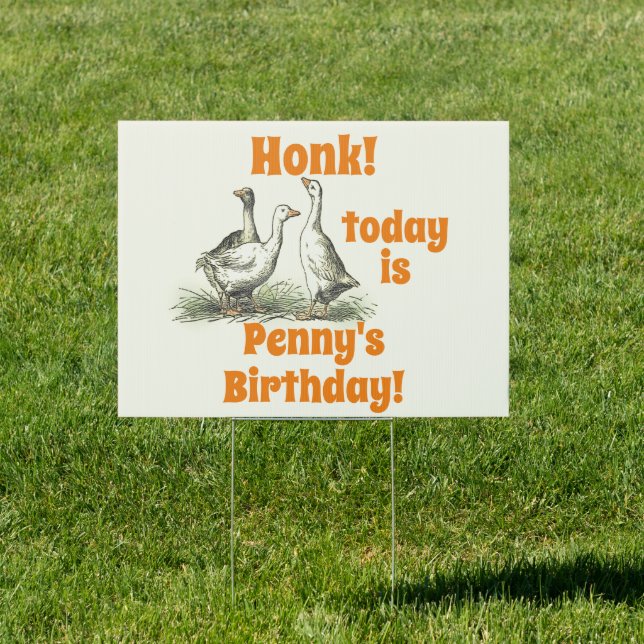 Vintage Geese Honk for Your Birthday Name Sign (Insitu)