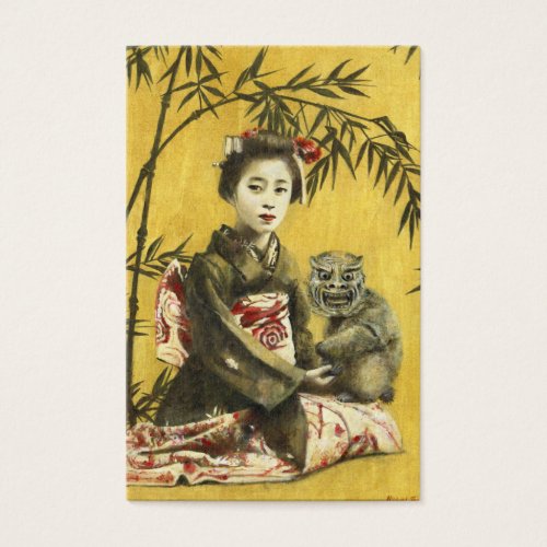 Vintage Geisha And Demon ACEO Business Card