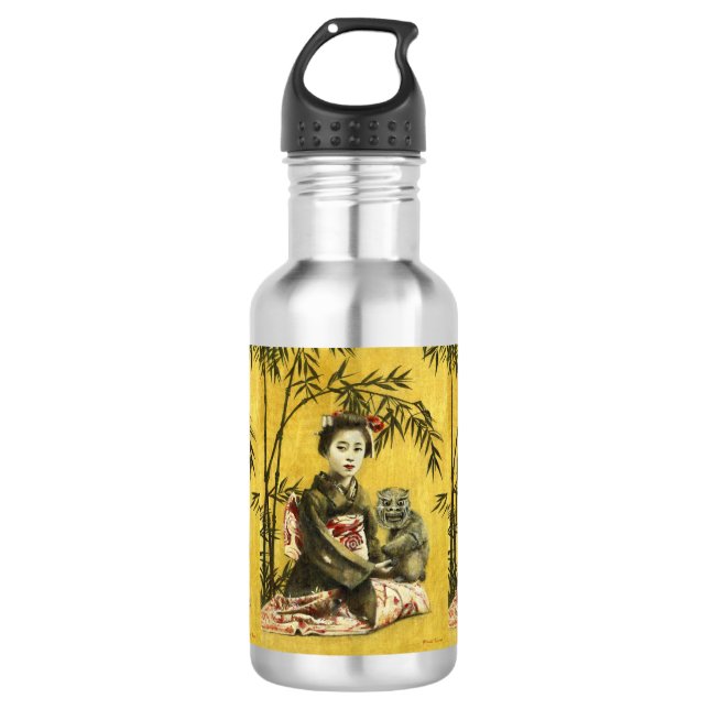 Vintage Geisha And Demon Water Bottle (Front)