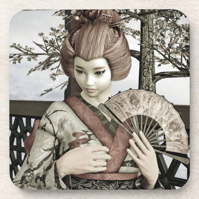 Vintage Geisha Beverage Coaster (Front)