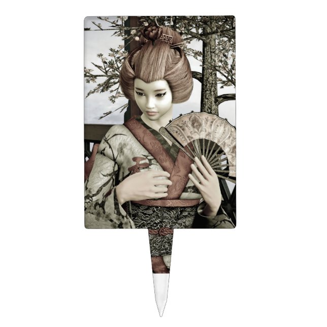 Vintage Geisha Cake Topper (Front)