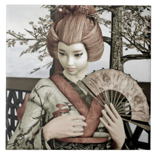 Vintage Geisha Ceramic Tile
