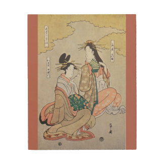 Vintage Geisha Print Wood Wall Art