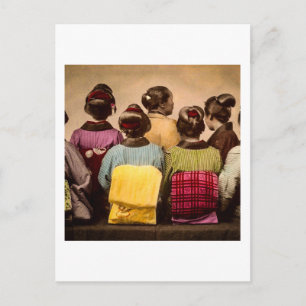 Vintage Geishas in Colorful Kimonos and Obis Postcard