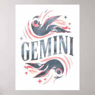 Vintage Gemini Zodiac Sign Whimsical Illustration