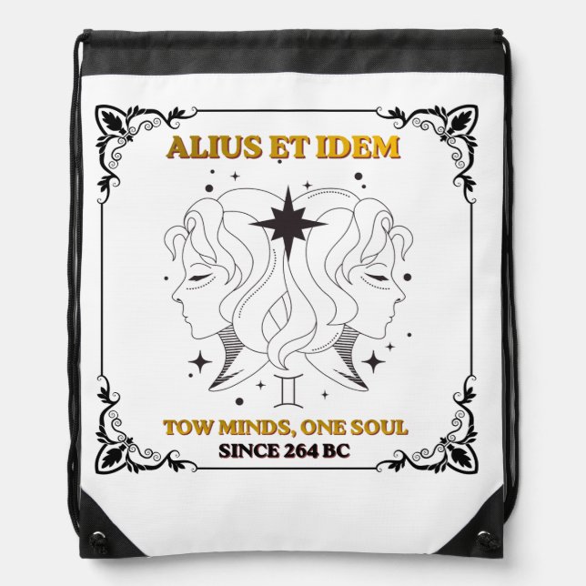 Vintage Gemini Zodiac tarot card poster  Drawstring Bag (Front)
