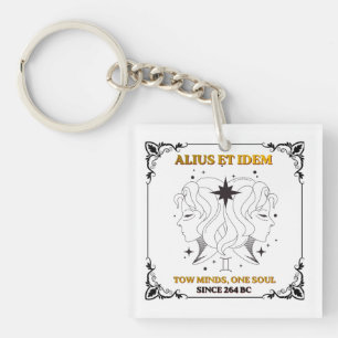 Vintage Gemini Zodiac tarot card poster Keychain