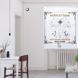 Vintage Gemini Zodiac tarot card poster Sheer Curtains