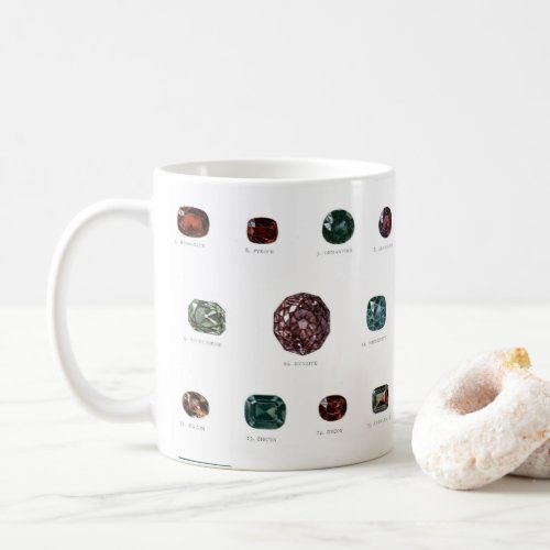 Vintage gemstone crystals diamond gem print coffee mug