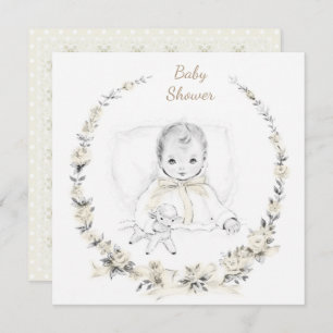 Vintage Gender Neutral Baby Shower Invitation