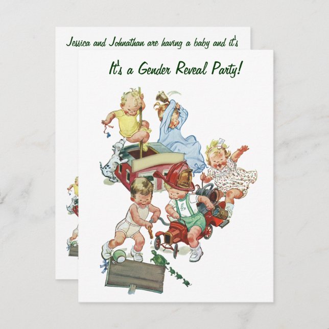 Vintage Gender Reveal Baby Shower Party Invitation (Front/Back)