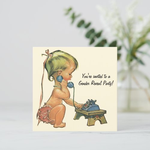 Vintage Gender Reveal Baby Shower Party Invitation