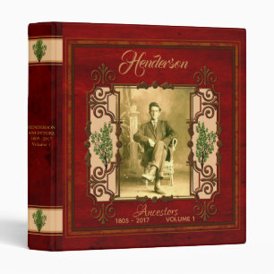 Vintage Genealogy Family Tree Red Binder
