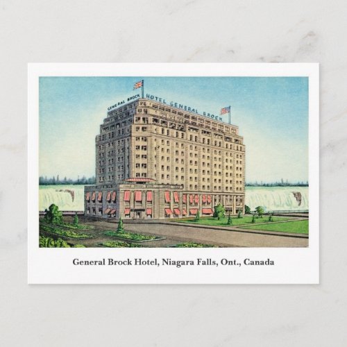 Vintage General Brock Hotel Niagara Canada Postcard