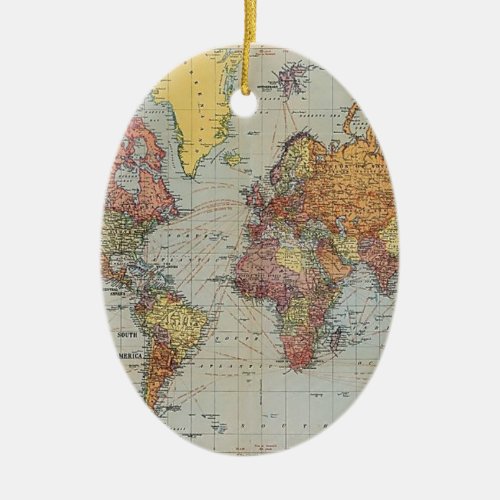 Vintage General Map of the World Ceramic Ornament