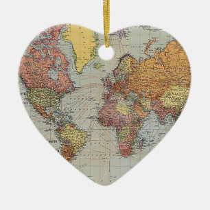 Vintage General Map of the World Ceramic Ornament