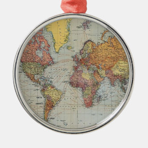 Vintage General Map of the World Metal Ornament
