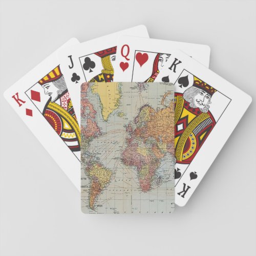 Vintage General Map of the World Playing Cards