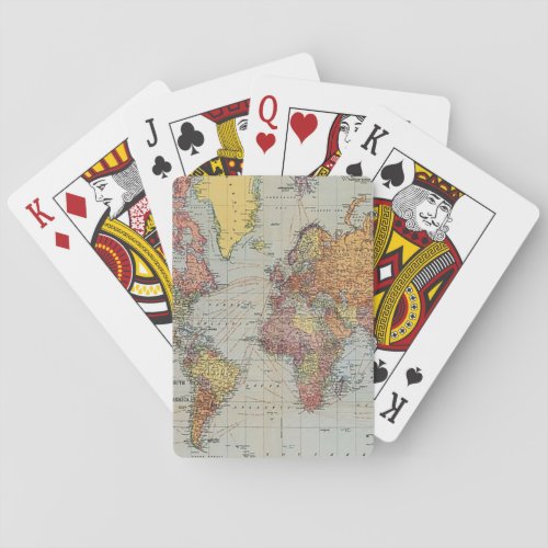 Vintage General Map of the World Poker Cards