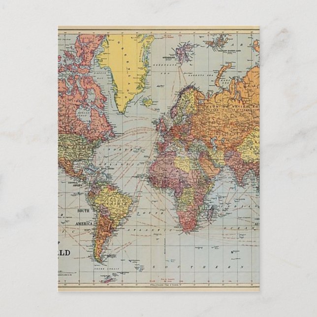 Vintage General Map of the World Postcard (Front)