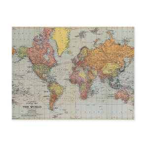 Vintage General Map of the World Postcard